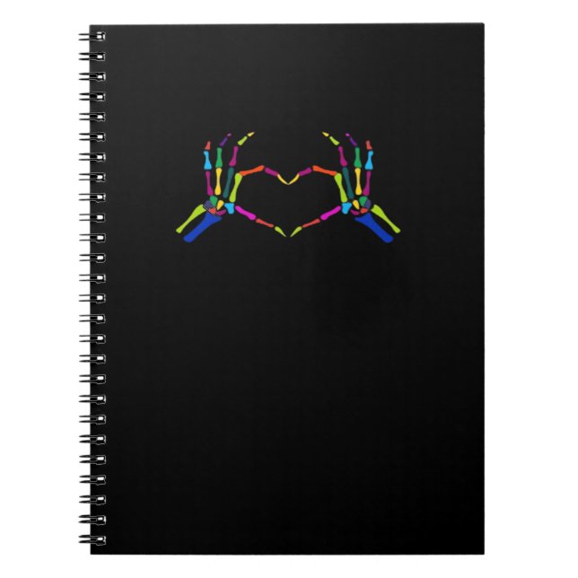 Caderno Espiral Símbolo de esqueleto bonito Clássico do Dia das Br (Frente)