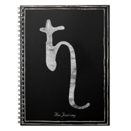 Caderno Espiral Símbolo de planeta Saturno estilizado prateado mar