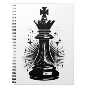 Caderno Espiral Símbolo de xadrez estético surreal