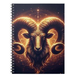 Caderno Espiral Símbolo do Zodíaco Áries Dourado
