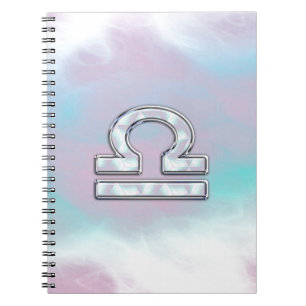 Caderno Espiral Símbolo Elegante Libra Zodiac Mãe de Estilo Pérola