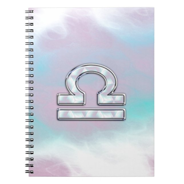 Caderno Espiral Símbolo Elegante Libra Zodiac Mãe de Estilo Pérola (Frente)