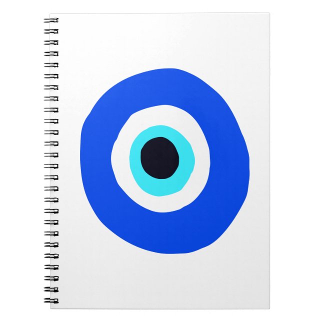 Caderno Espiral Símbolo Grego Moderno Branco Azul mau Design (Frente)