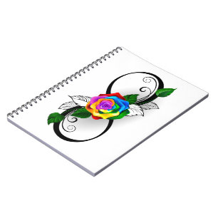 Caderno Espiral Símbolo infinito com Rosa do arco-íris