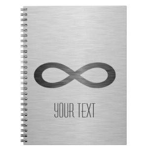 Caderno Espiral Símbolo infinito na textura falsa de metal por STa