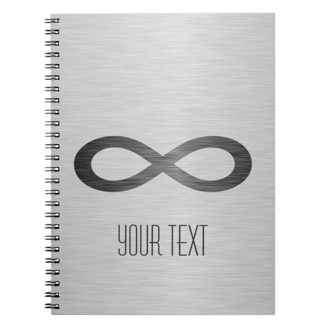 Caderno Espiral Símbolo infinito na textura falsa de metal por STa (Frente)