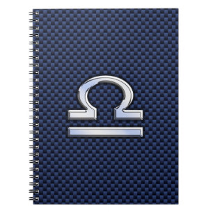 Caderno Espiral Símbolo Moderno de Libra na Fibra Marinho de Carb