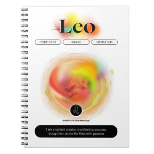Caderno Espiral Símbolo Moderno Zodiac Cotação Leo Elemento Fogo