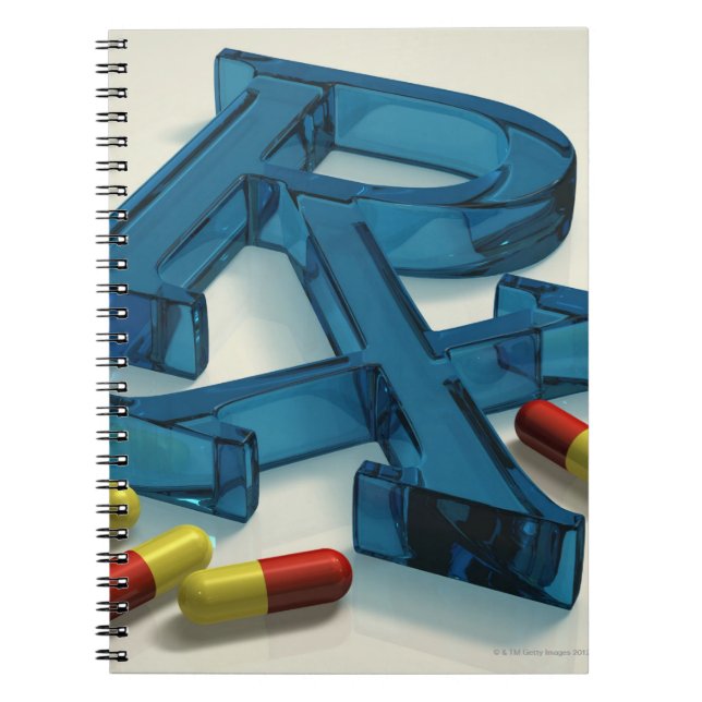 Caderno Espiral Símbolo RX 3D com cápsulas (Frente)