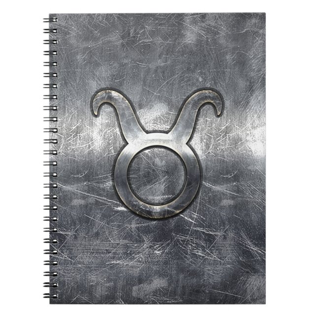 Caderno Espiral Símbolo Taurus Zodiac em Estilo Enfrentado Grunge (Frente)