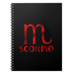 Caderno Espiral Símbolo vermelho do horóscopo da Escorpião