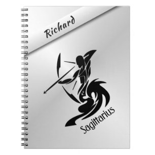 Caderno Espiral Símbolo Zodiac Sagitário e Sinal Personalizado
