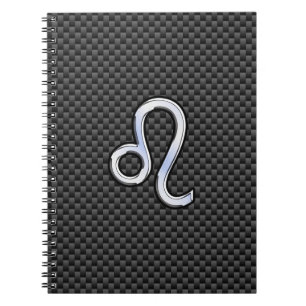 Caderno Espiral Símbolo Zodiac Silver Leo em Impressão de Fibra de