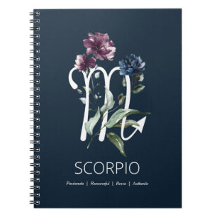 Caderno Espiral Símbolo Zodiac - Sinal de Estrela Moderno Floral