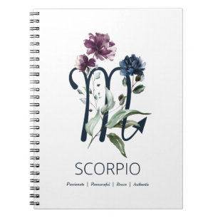 Caderno Espiral Símbolo Zodiac - Sinal de Estrela Moderno Floral 