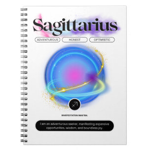 Caderno Espiral Símbolo Zodíaco Moderno Sagitário Elemento de Cota