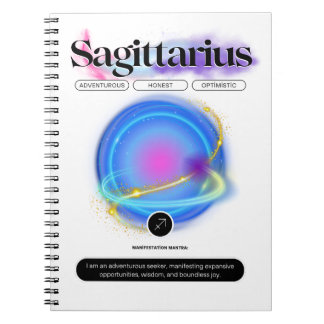 Caderno Espiral Símbolo Zodíaco Moderno Sagitário Elemento de Cota