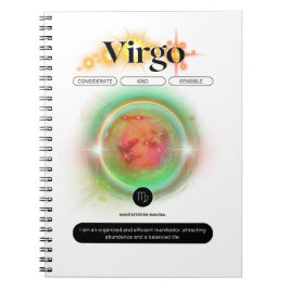 Caderno Espiral Símbolo Zodiano Moderno Virgo Citação Elemento da