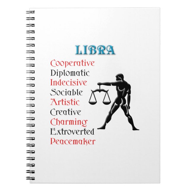 Caderno Espiral Símbolo Zodiodítico Libra Horoscópio (Frente)