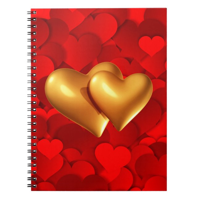 Caderno Espiral Símbolos de Amor em Forma de Coração (Frente)