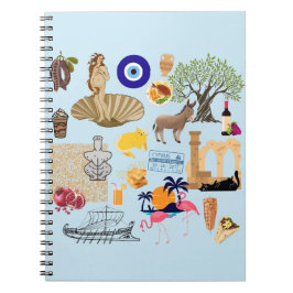 Caderno Espiral Símbolos de Viagem do Chipre