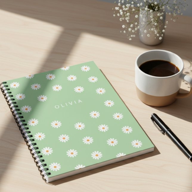 Caderno Espiral Simple daisies, Personalized gift (Criador carregado)