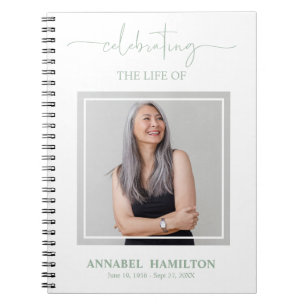 Caderno Espiral Simple Elegant Memorial Funeral Fotografia Guest B