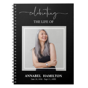 Caderno Espiral Simple Elegant Memorial Funeral Fotografia Guest B