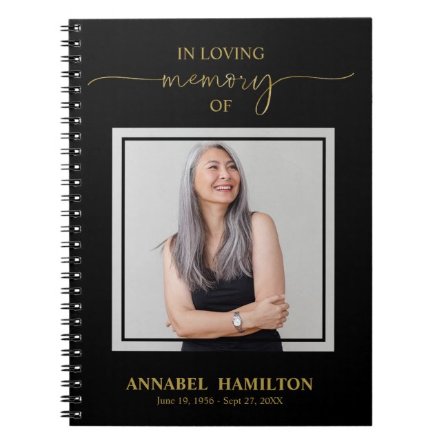 Caderno Espiral Simple Elegant Memorial Funeral Fotografia Guest B (Frente)