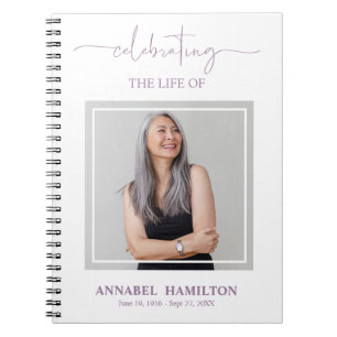 Caderno Espiral Simple Elegant Memorial Funeral Fotografia Guest B