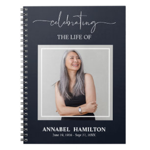 Caderno Espiral Simple Elegant Memorial Funeral Fotografia Guest B