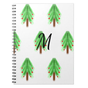 Caderno Espiral Simple watercolor Christmas pattern add monogram