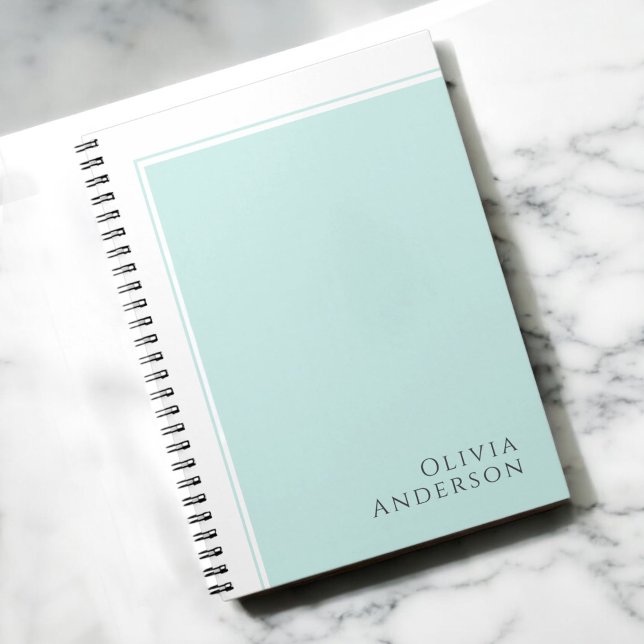 Caderno Espiral Simples Bloco de Cores Aqua Minimalista Elegante (Criador carregado)