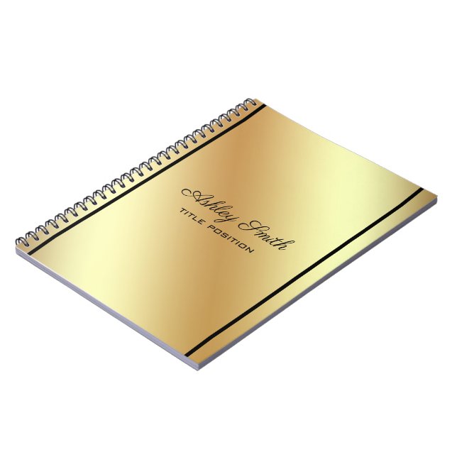 Caderno Espiral Simples brilhante Dourado (Left Side)