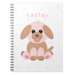 Caderno Espiral Simples Cartoon Personalizado Puppy Dog Pastel