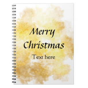 Caderno Espiral Simples dourado adicione seu texto feliz natal per