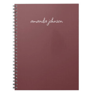 Caderno Espiral Simples Elegante Monograma Vermelho Cursivo Nome d