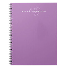 Caderno Espiral Simples Lavanda Minimalista Nome de Dois Monograma