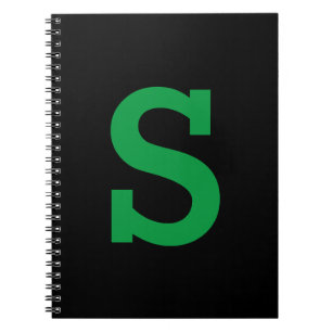 Caderno Espiral Simples Moderno - Letra Inicial Verde e Preto