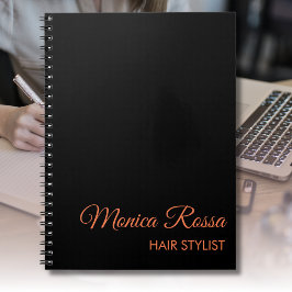 Caderno Espiral Simples profissional Neon Coral Preto
