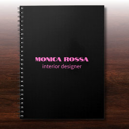 Caderno Espiral Simples profissional Neon Pink Preto