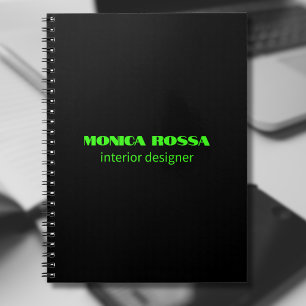 Caderno Espiral Simples profissional Neon Verde Negra