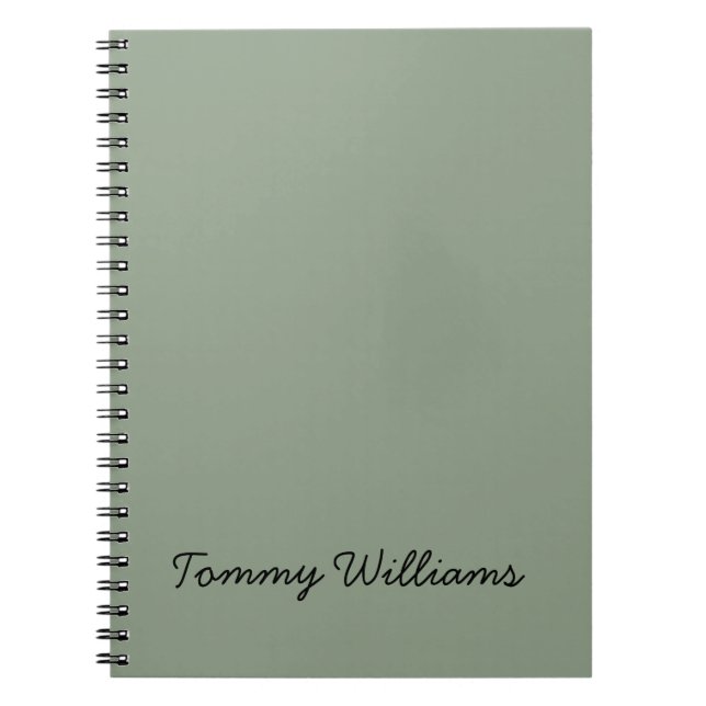 Caderno Espiral Simples profissional Verde Sage Minimalista (Frente)