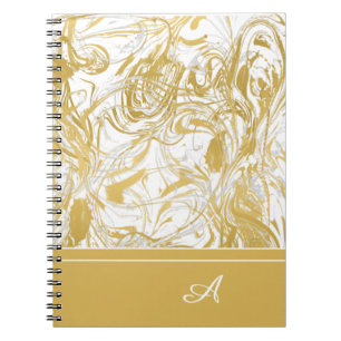 Caderno Espiral Simplesmente Monograma de Mármore Dourado Mármore 