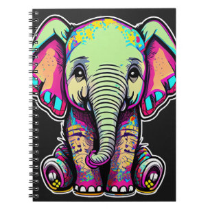 Caderno Espiral Simulação digital do lindo bebê elefante