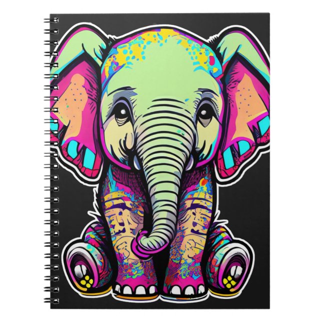 Caderno Espiral Simulação digital do lindo bebê elefante (Frente)