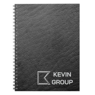Caderno Espiral Simulated Black Leather Business Logo