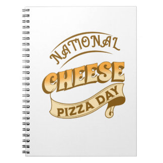 Caderno Espiral Sinal de Dia Nacional da Pizza de Queijo