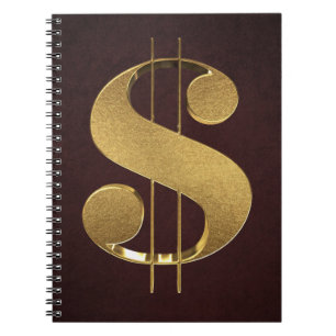 Caderno Espiral Sinal de dólar Dourado
