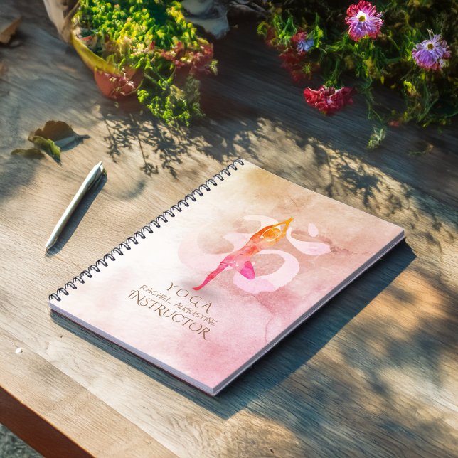 Caderno Espiral Sinal de Dose Om de Meditação por Aquarela de Inst (Criador carregado)